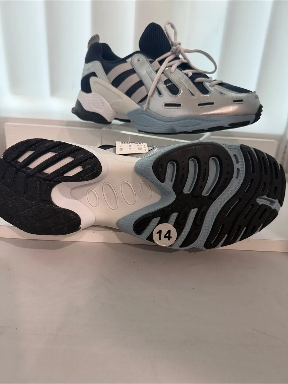 adidas Silver and Navy Athletic Running Shoes